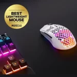 Alternative view of SteelSeries Aerox 3 Wireless Snow Ultra Lightweight Gaming Mouse - White, RGB, Honeycomb Shell, 2.4GHz, Bluetooth 5.0