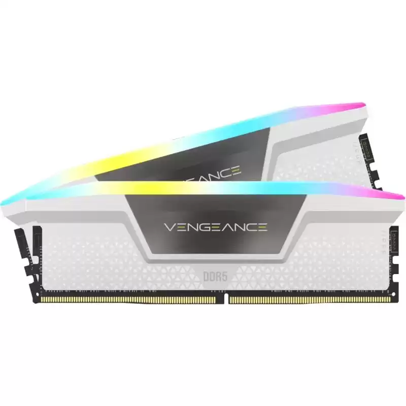CORSAIR Vengeance RGB 32GB Memory Kit - White, 32GB (2x16GB) DDR5, 5200MHz, CL40 (CMH32GX5M2B5200C40W)