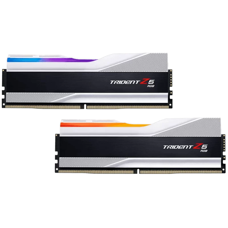 G.Skill Trident Z5 RGB Silver 64GB (2x32GB) DDR5 Memory Kit - 6400MHz CL32 (F5-6400J3239G32GX2-TZ5RS)