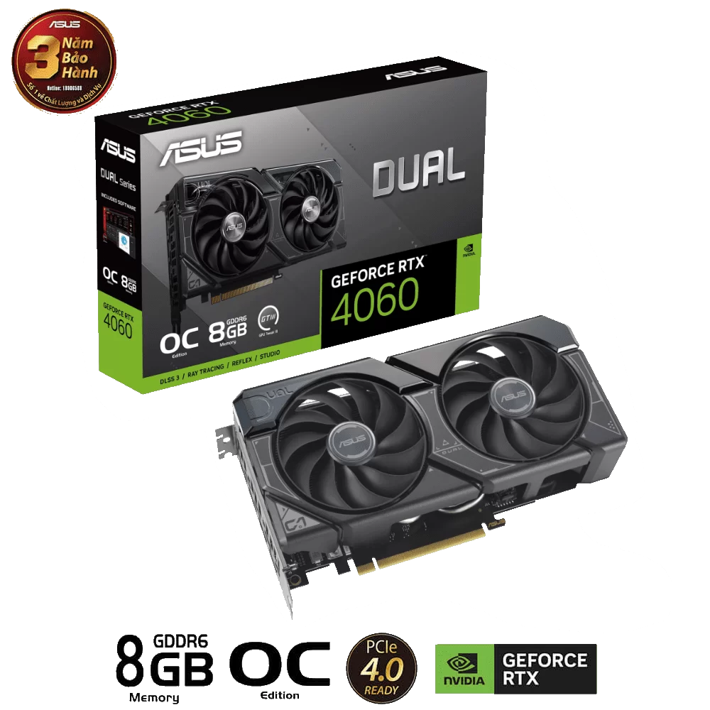 ASUS Dual GeForce RTX 4060 EVO OC Edition 8GB GDDR6 (DUAL-RTX4060-O8G-EVO) Graphics Card