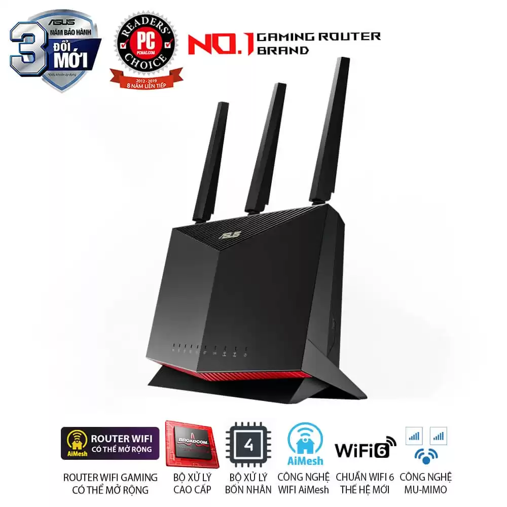 ASUS RT-AX86U Pro (AX5700) Dual Band WiFi 6 Extendable Gaming Router - 2.5G Port, Mobile Game Mode, Port Forwarding, Subscription-Free Network Security, VPN, AiMesh Compatible 7 ASUS RT-AX86U Pro (AX5700) Dual Band WiFi 6 Extendable Gaming Router - 2.5G Port, Mobile Game Mode, Port Forwarding, Subscription-Free Network Security, VPN, AiMesh Compatible - Ảnh 7