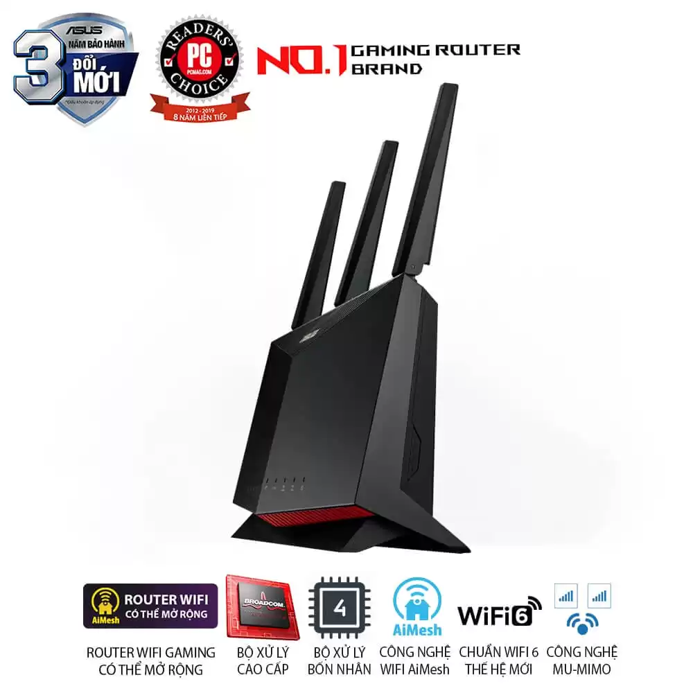 ASUS RT-AX86U Pro (AX5700) Dual Band WiFi 6 Extendable Gaming Router - 2.5G Port, Mobile Game Mode, Port Forwarding, Subscription-Free Network Security, VPN, AiMesh Compatible 9 ASUS RT-AX86U Pro (AX5700) Dual Band WiFi 6 Extendable Gaming Router - 2.5G Port, Mobile Game Mode, Port Forwarding, Subscription-Free Network Security, VPN, AiMesh Compatible - Ảnh 9