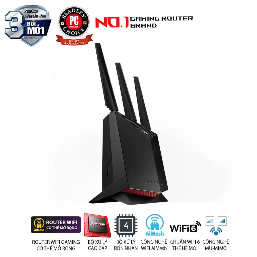 ASUS RT-AX86U Pro (AX5700) Dual Band WiFi 6 Extendable Gaming Router - 2.5G Port, Mobile Game Mode, Port Forwarding, Subscription-Free Network Security, VPN, AiMesh Compatible 10 ASUS RT-AX86U Pro (AX5700) Dual Band WiFi 6 Extendable Gaming Router - 2.5G Port, Mobile Game Mode, Port Forwarding, Subscription-Free Network Security, VPN, AiMesh Compatible - Ảnh 10