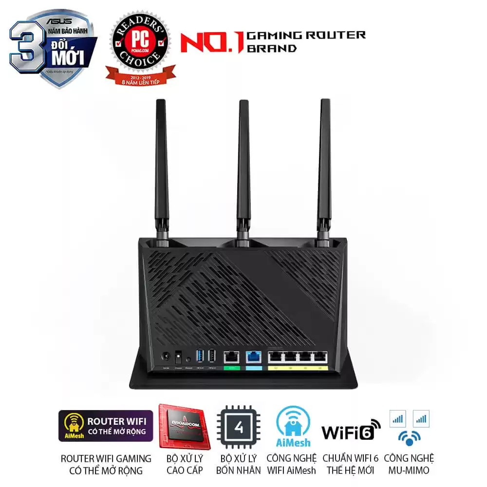 ASUS RT-AX86U Pro (AX5700) Dual Band WiFi 6 Extendable Gaming Router - 2.5G Port, Mobile Game Mode, Port Forwarding, Subscription-Free Network Security, VPN, AiMesh Compatible 11 ASUS RT-AX86U Pro (AX5700) Dual Band WiFi 6 Extendable Gaming Router - 2.5G Port, Mobile Game Mode, Port Forwarding, Subscription-Free Network Security, VPN, AiMesh Compatible - Ảnh 11