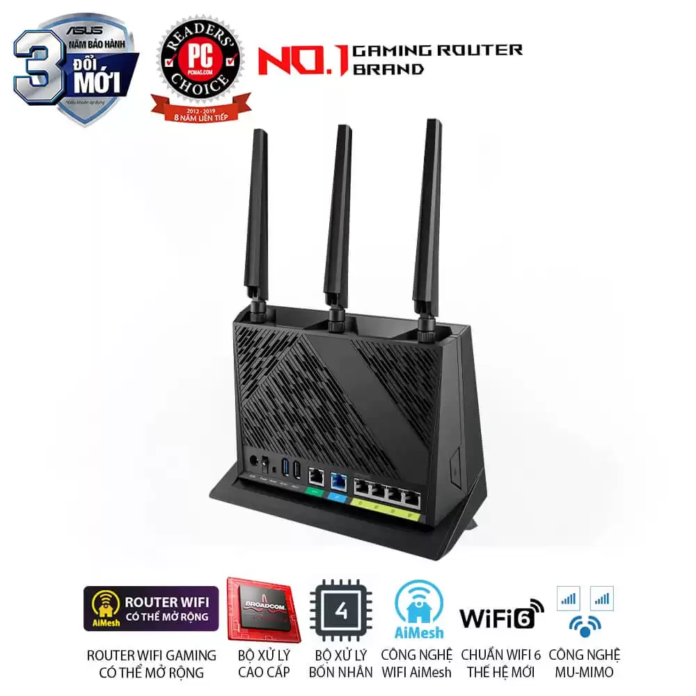 ASUS RT-AX86U Pro (AX5700) Dual Band WiFi 6 Extendable Gaming Router - 2.5G Port, Mobile Game Mode, Port Forwarding, Subscription-Free Network Security, VPN, AiMesh Compatible 12 ASUS RT-AX86U Pro (AX5700) Dual Band WiFi 6 Extendable Gaming Router - 2.5G Port, Mobile Game Mode, Port Forwarding, Subscription-Free Network Security, VPN, AiMesh Compatible - Ảnh 12
