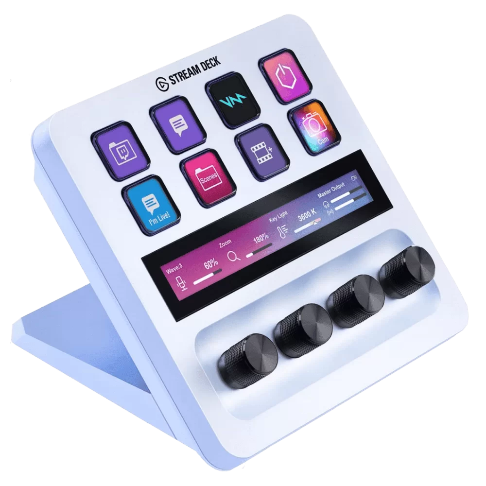 elgato Stream Deck+ (Stream Deck Plus) White - 8 LCD Keys, 4x Multifunction Dials, USB 2.0 Connection