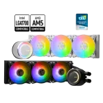 Alternative view of MSI MAG CORELIQUID E360 Black AIO Liquid CPU Cooler - ARGB, 360mm radiator, 3 x 120mm ARGB PWN Fans