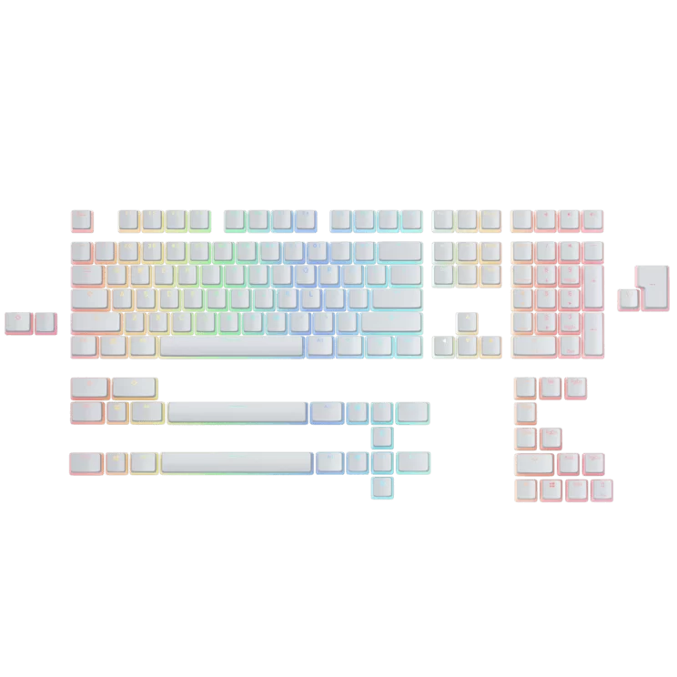 Glorious Pudding Aura V2 PBT Doubleshot Keycap Set - White, 145 keys, ANSI