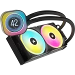 Alternative view of CORSAIR iCUE LINK H100i LCD Liquid CPU Cooler (CW-9061007-WW) - Black, 240mm radiator, 2x 120mm QX120 RGB fans, iCUE LINK System Hub included