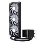 Alternative view of TRYX PANORAMA ARGB 360 BLACK AIO Liquid CPU Cooler - 6.5inch curved screen, 360mm radiator, Asetek 8th gen pump, 3x ROTA ARGB Fans