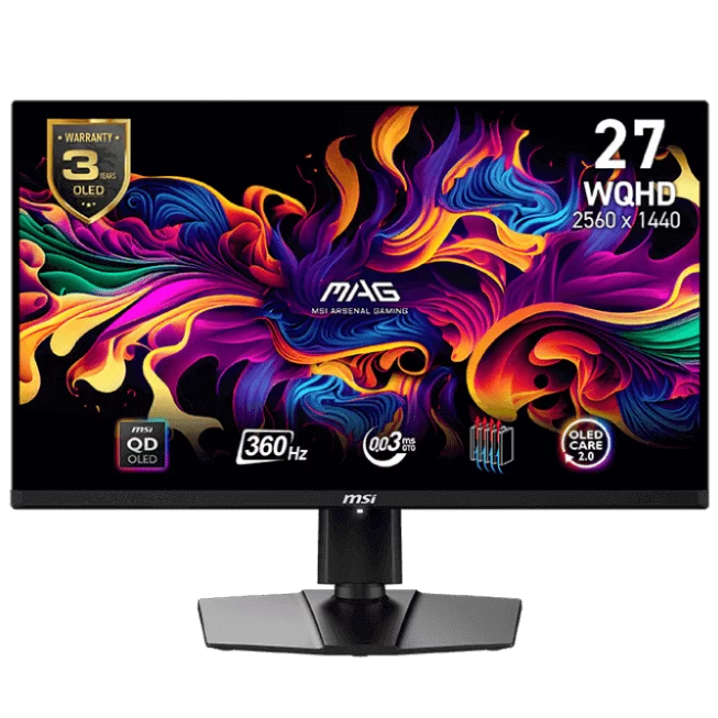 MSI MAG 271QPX QD-OLED Gaming Monitor - 27" 16:9 WQHD (2560 x 1440) 360Hz 0.03ms, Height Adjustable Arm 1 MSI MAG 271QPX QD-OLED Gaming Monitor - 27" 16:9 WQHD (2560 x 1440) 360Hz 0.03ms, Height Adjustable Arm