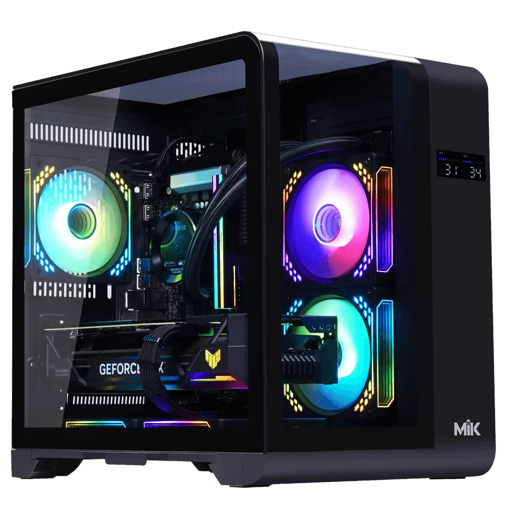 MIK BARBATOS M Black - M-ATX, CURVED GLASS with display screen Case