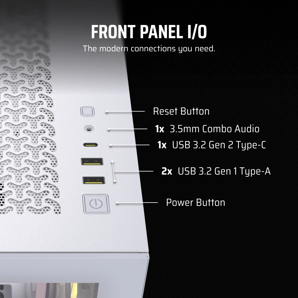 CORSAIR iCUE LINK 3500X RGB White Glass PC Case - Mid-Tower, 3x RS120 ARGB fans + iCUE LINK System Hub, Reverse Connection Motherboard Compatible 11 CORSAIR iCUE LINK 3500X RGB White Glass PC Case - Mid-Tower, 3x RS120 ARGB fans + iCUE LINK System Hub, Reverse Connection Motherboard Compatible - Ảnh 11