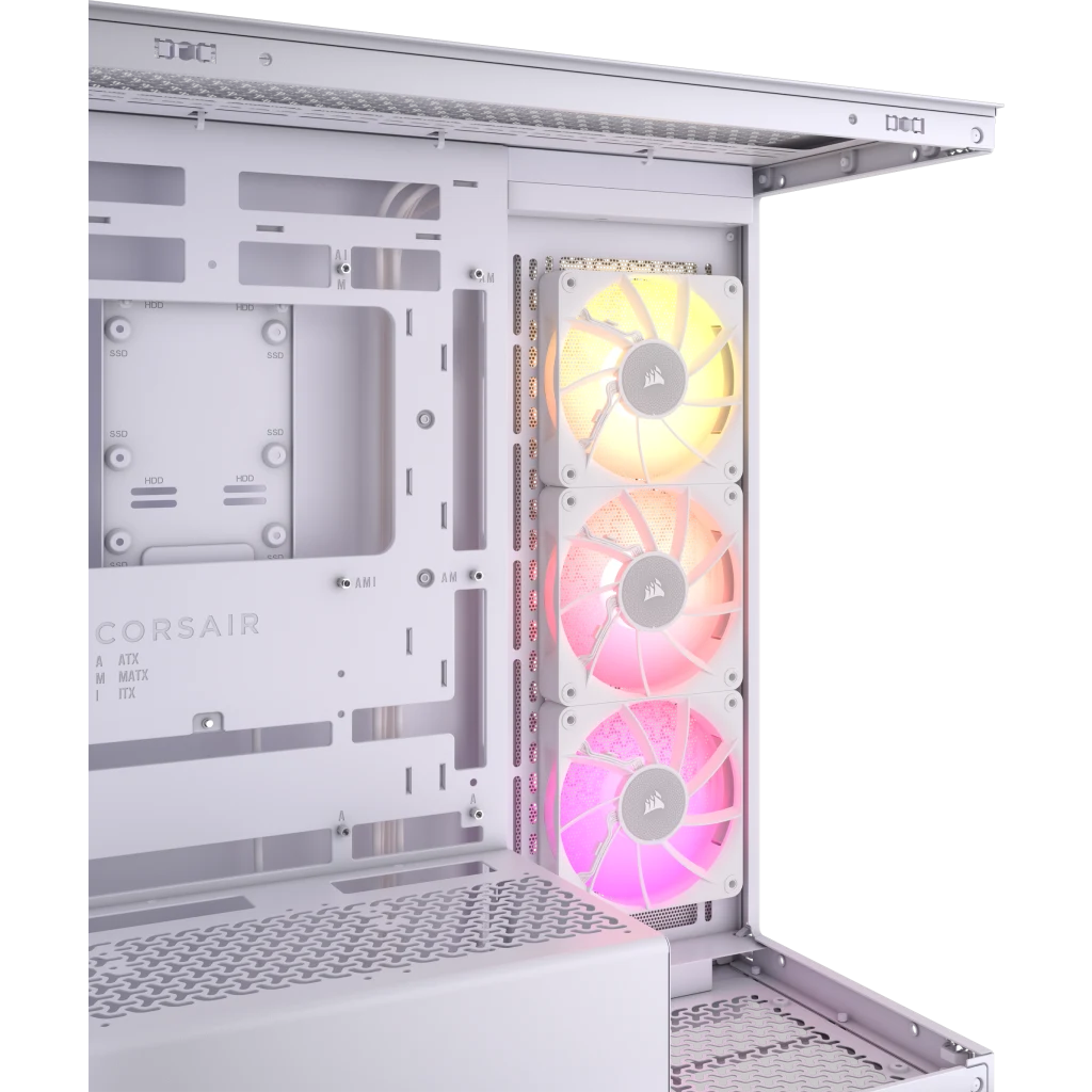 CORSAIR iCUE LINK 3500X RGB White Glass PC Case - Mid-Tower, 3x RS120 ARGB fans + iCUE LINK System Hub, Reverse Connection Motherboard Compatible 3 CORSAIR iCUE LINK 3500X RGB White Glass PC Case - Mid-Tower, 3x RS120 ARGB fans + iCUE LINK System Hub, Reverse Connection Motherboard Compatible - Ảnh 3