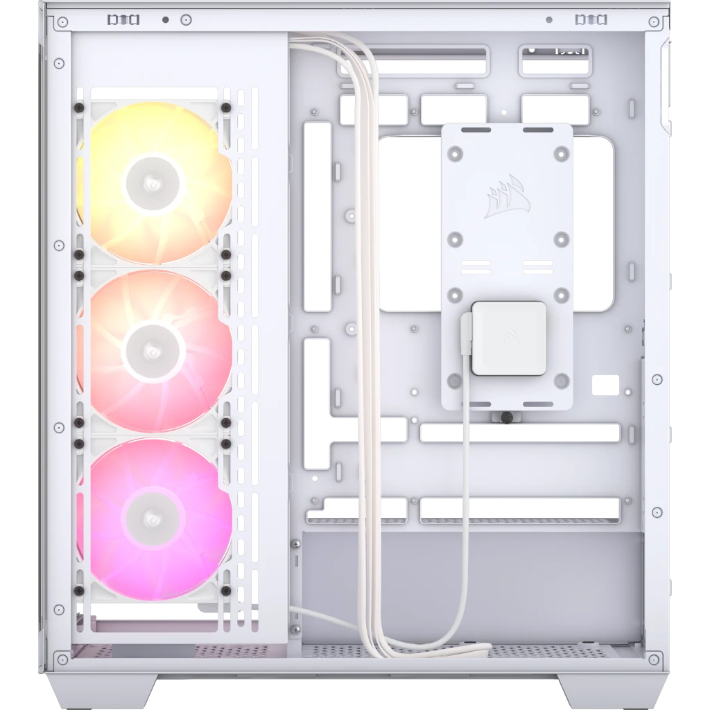 CORSAIR iCUE LINK 3500X RGB White Glass PC Case - Mid-Tower, 3x RS120 ARGB fans + iCUE LINK System Hub, Reverse Connection Motherboard Compatible 5 CORSAIR iCUE LINK 3500X RGB White Glass PC Case - Mid-Tower, 3x RS120 ARGB fans + iCUE LINK System Hub, Reverse Connection Motherboard Compatible - Ảnh 5