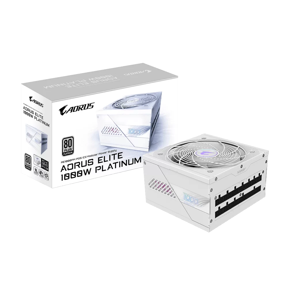 GIGABYTE AORUS ELITE P1000W ICE PSU - ice white color, 1000W, 80 plus Platinum, Modular PCIe 5.0