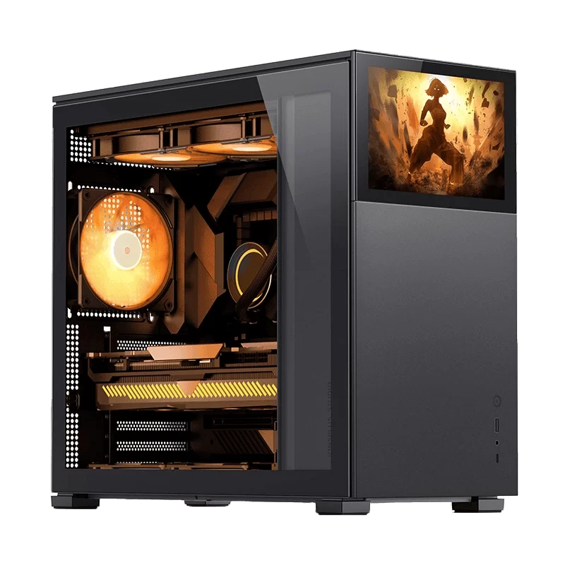 Jonsbo D41 STD SCREEN Black ATX Mid Tower Case - Sub HD-LCD Display,Support GPU RTX 4090 + 360 AIO + ATX Power