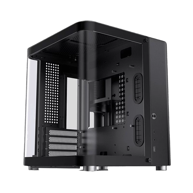 Jonsbo TK-1 Black Micro ATX Mini Tower Case - Hyperboloid Glass Design, Support ATX power + 240 AIO