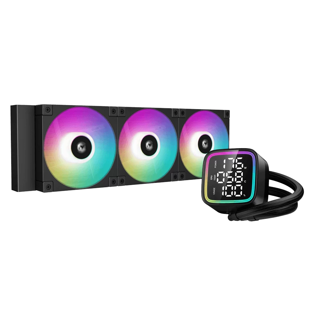 DeepCool LD360 ARGB AIO Liquid CPU Cooler - Black, 360mm Radiator, FD12 ARGB fans, 5th generation pump, AM5-LGA1700 compatible
