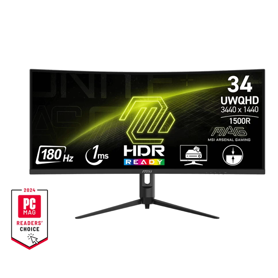 MSI MAG 342CQR E2 Curved 1500R Gaming Monitor - 34″ 32:9 VA, UWQHD (3440 x 1440), 180Hz 1ms (MPRT)