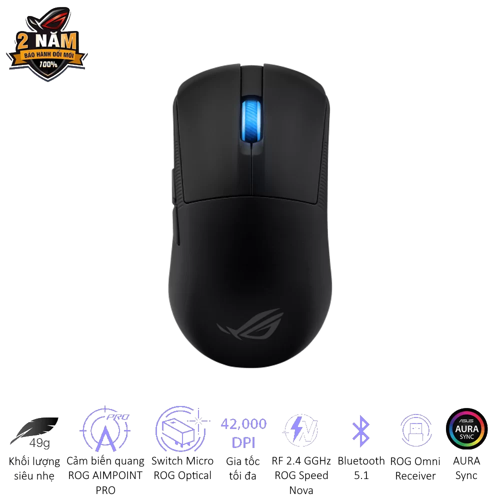ASUS ROG Harpe Ace Mini Black Gaming Mouse - 49g ultra-lightweight, Wireless 2.4GHz RF, Bluetooth, Wired, 42K DPI Sensor