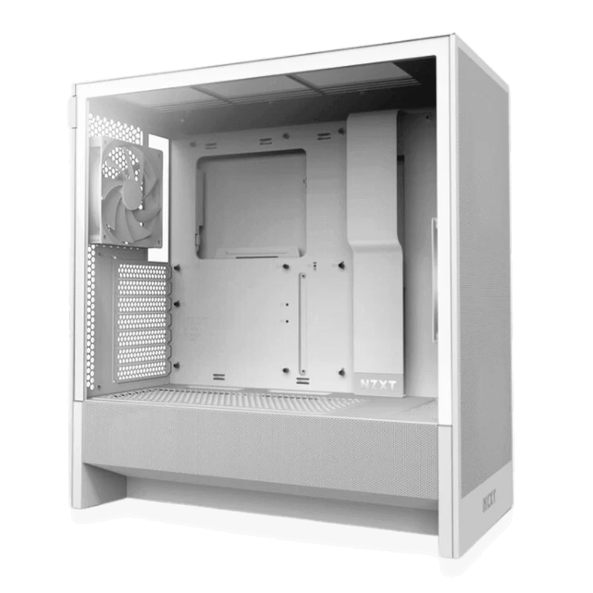 NZXT H5 Flow Matte White (2024) Compact Mid-Tower ATX Airflow Case - All White, 2x F120Q Fan
