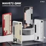 PMO WAVE75 Pro QMK Aluminum Mechanical Keyboard - 75%, 3-mode, FR4, Snow (Kailh), 8000mAh, PVD stainless steel weight