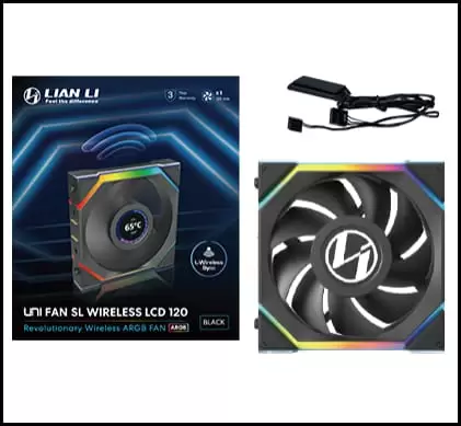 Lian Li UNI FAN SL Wireless LCD 120 Single Black Fan (12SLLCD1W1B) - 1x 120mm fans, 1.6" LCD Display 2 Lian Li UNI FAN SL Wireless LCD 120 Single Black Fan (12SLLCD1W1B) - 1x 120mm fans, 1.6" LCD Display - Ảnh 2