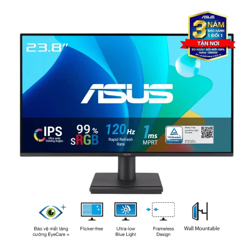 ASUS VA249HG Eye Care Monitor - 24 inch, IPS, FHD (1920x1080) Frameless, 99% sRGB, 120Hz, 1ms MPRT, HDMI + VGA 1 ASUS VA249HG Eye Care Monitor - 24 inch, IPS, FHD (1920x1080) Frameless, 99% sRGB, 120Hz, 1ms MPRT, HDMI + VGA