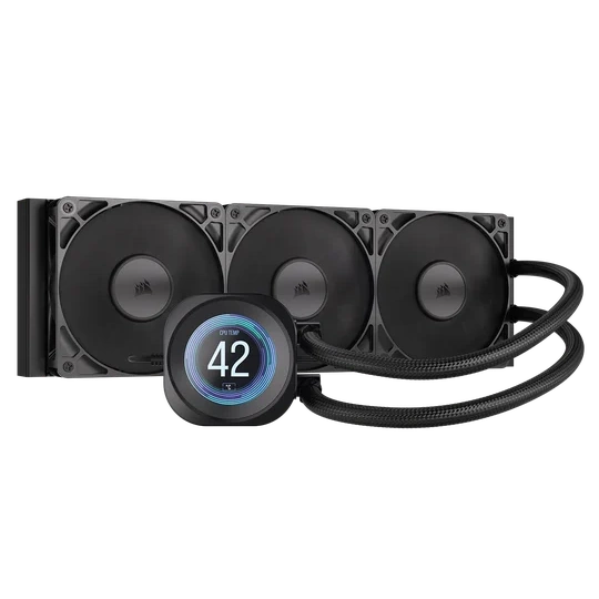 CORSAIR NAUTILUS 360 RS LCD Black AIO Liquid CPU Cooler (CW-9061033-WW) - 2.1" IPS LCD screen, 360mm radiator, 3x RS120 fans