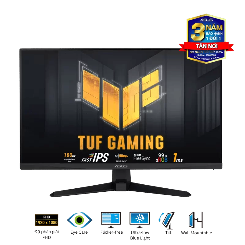ASUS TUF VG259Q3A Gaming Monitor - 24.5" FHD 180Hz, Fast IPS, FreeSync™, 1ms (GTG), Stereo speaker, 99% sRGB 1 ASUS TUF VG259Q3A Gaming Monitor - 24.5" FHD 180Hz, Fast IPS, FreeSync™, 1ms (GTG), Stereo speaker, 99% sRGB