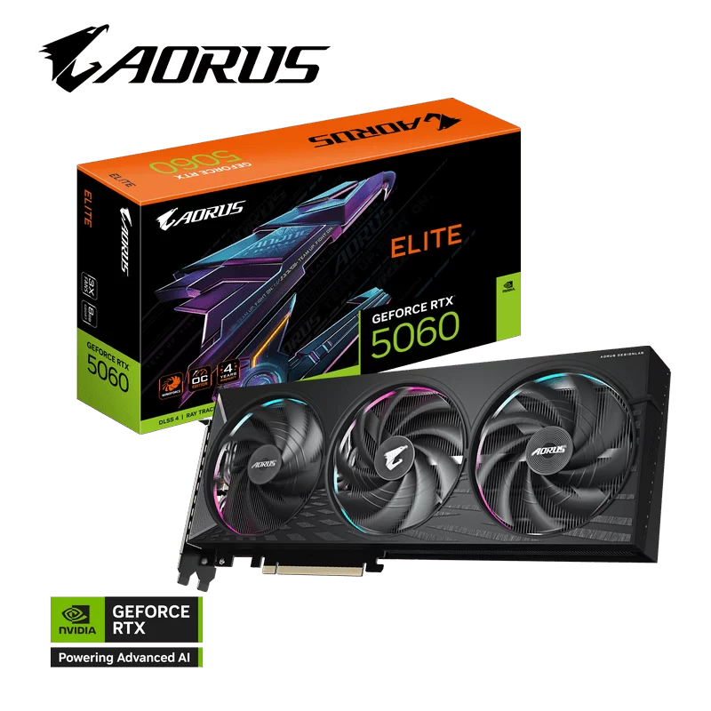 GIGABYTE AORUS GeForce RTX 5060 ELITE 8G (GV-N5060AORUS E-8GD) Graphics Card 2 GIGABYTE AORUS GeForce RTX 5060 ELITE 8G (GV-N5060AORUS E-8GD) Graphics Card - Ảnh 2