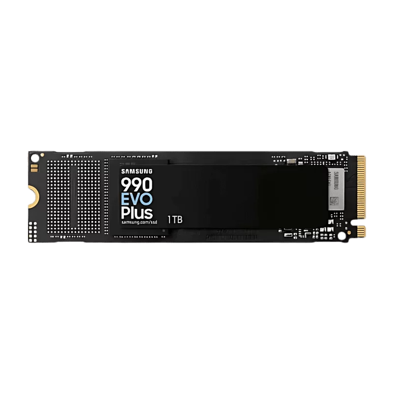 Samsung 990 EVO Plus 1TB (MZ-V9S1T0BW) SSD - M.2 2280 NVMe 2.0, PCIe Gen 4x4, Gen 5x2, 6.300 MB/s write, 7.150 MB/s read