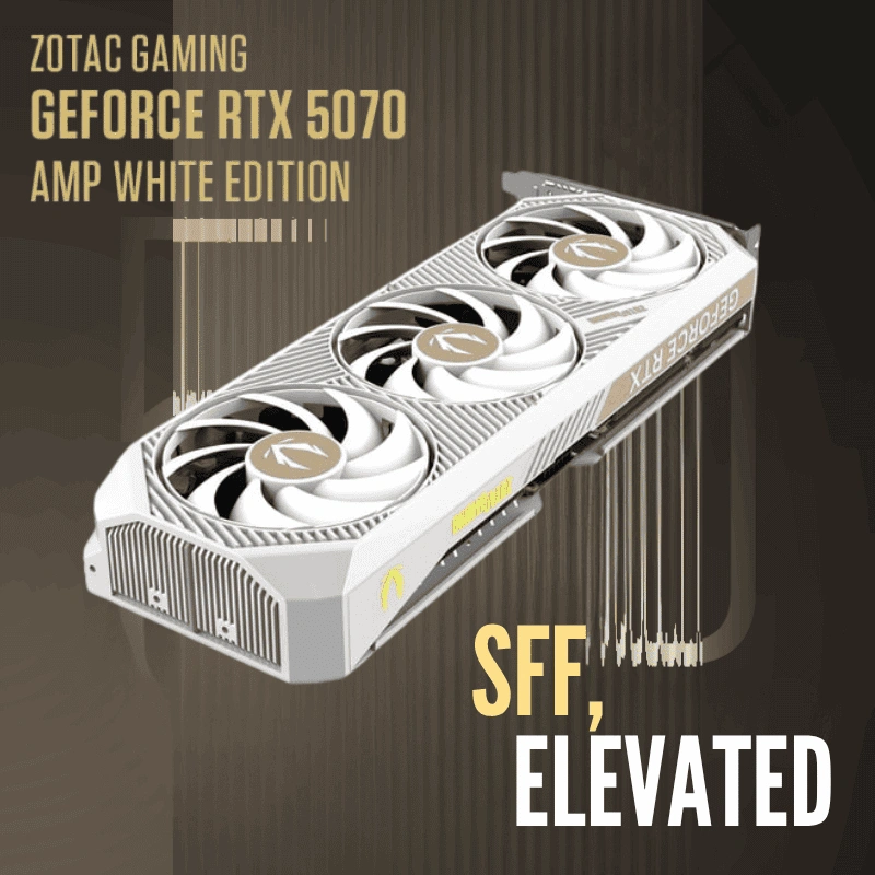 ZOTAC GAMING GeForce RTX 5070 AMP White Edition Bộ nhớ 12GB GDDR7 tốc độ cao