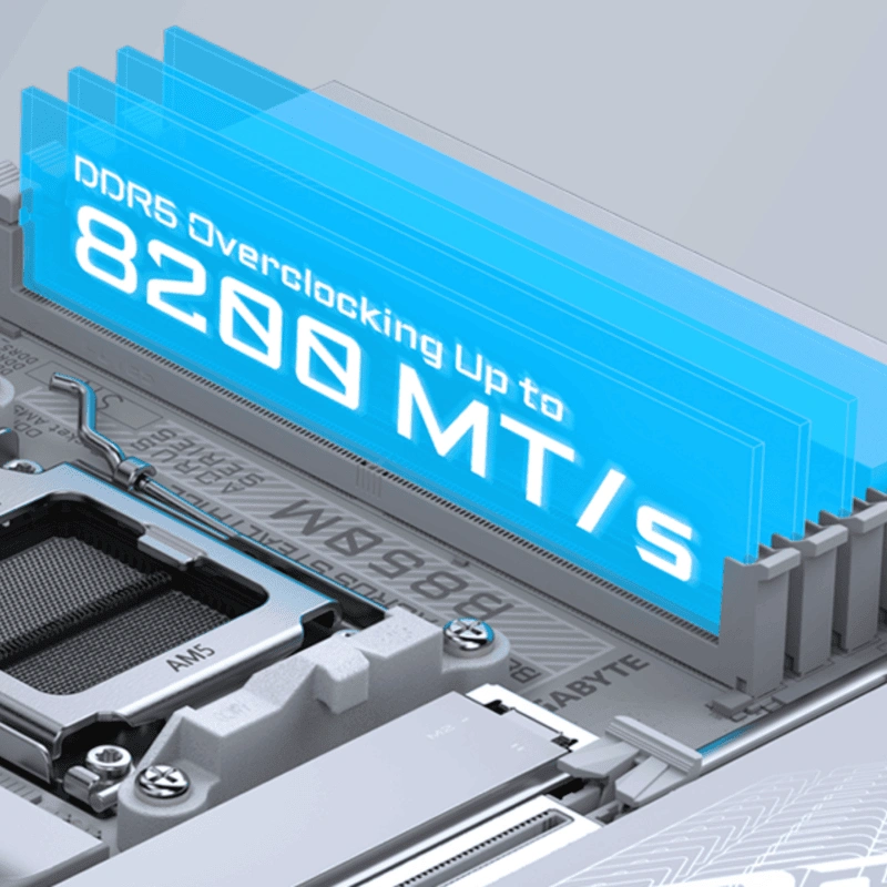 GIGABYTE B850M AORUS STEALTH ICE Mainboard 21 Bộ nhớ DDR5 và PCIe 5.0