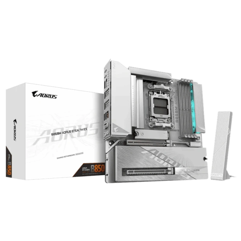GIGABYTE B850M AORUS STEALTH ICE Mainboard 1 GIGABYTE B850M AORUS STEALTH ICE Mainboard