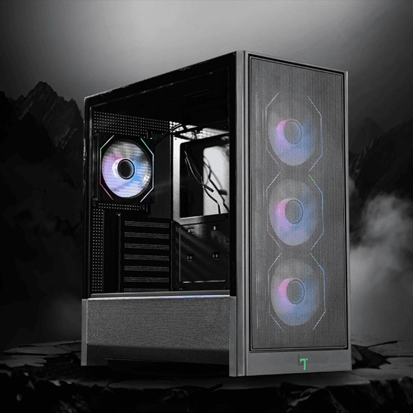 Lắp sẵn 4 quạt ARGB Infinity Mirror trên LinkTech Bahamut 4FA Black