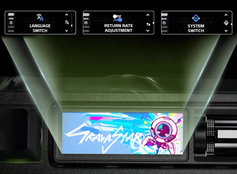 GravaStar Mercury K98 Pro Phantom Black Gaming Keyboard 14 Smart TFT Dashboard GravaStar K98 Pro