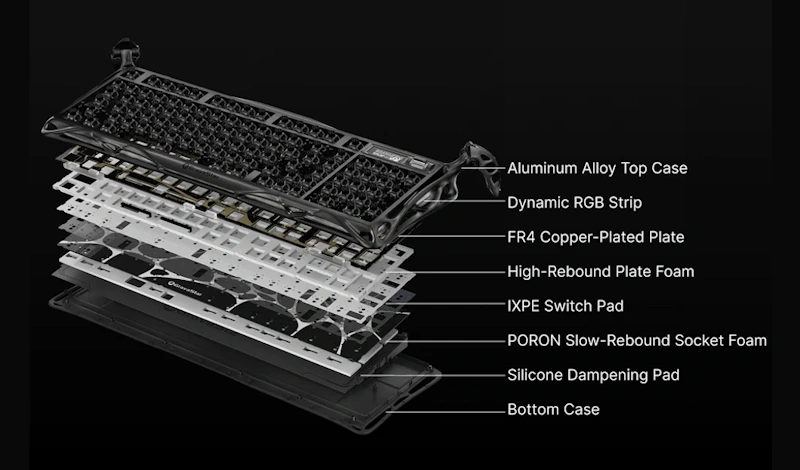 GravaStar Mercury K98 Pro Phantom Black Gaming Keyboard 16 5 Layers Gasket Mount GravaStar K98 Pro